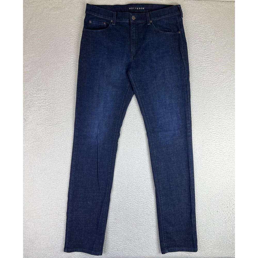 Mott & Bow Crosby Jeans Mens 34x34 Blue Slim Straight Stretch Denim Dark Wash